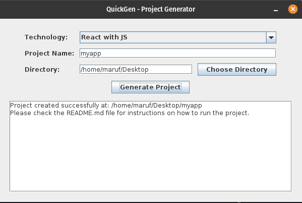 QuickGen - Project Scaffolding Tool